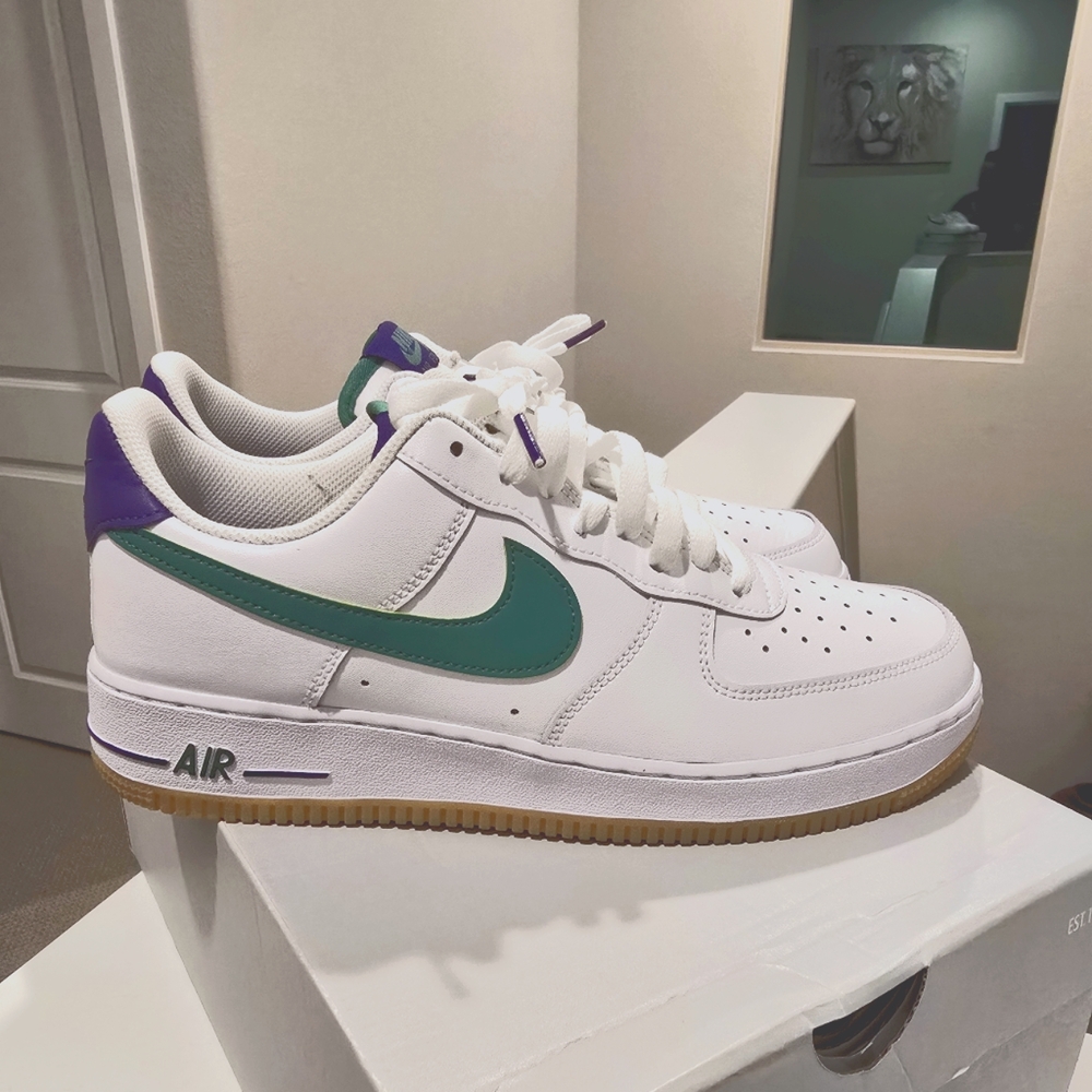Men's 9.5 Nike Air Force 1's (Charlotte Hornets Colorway)